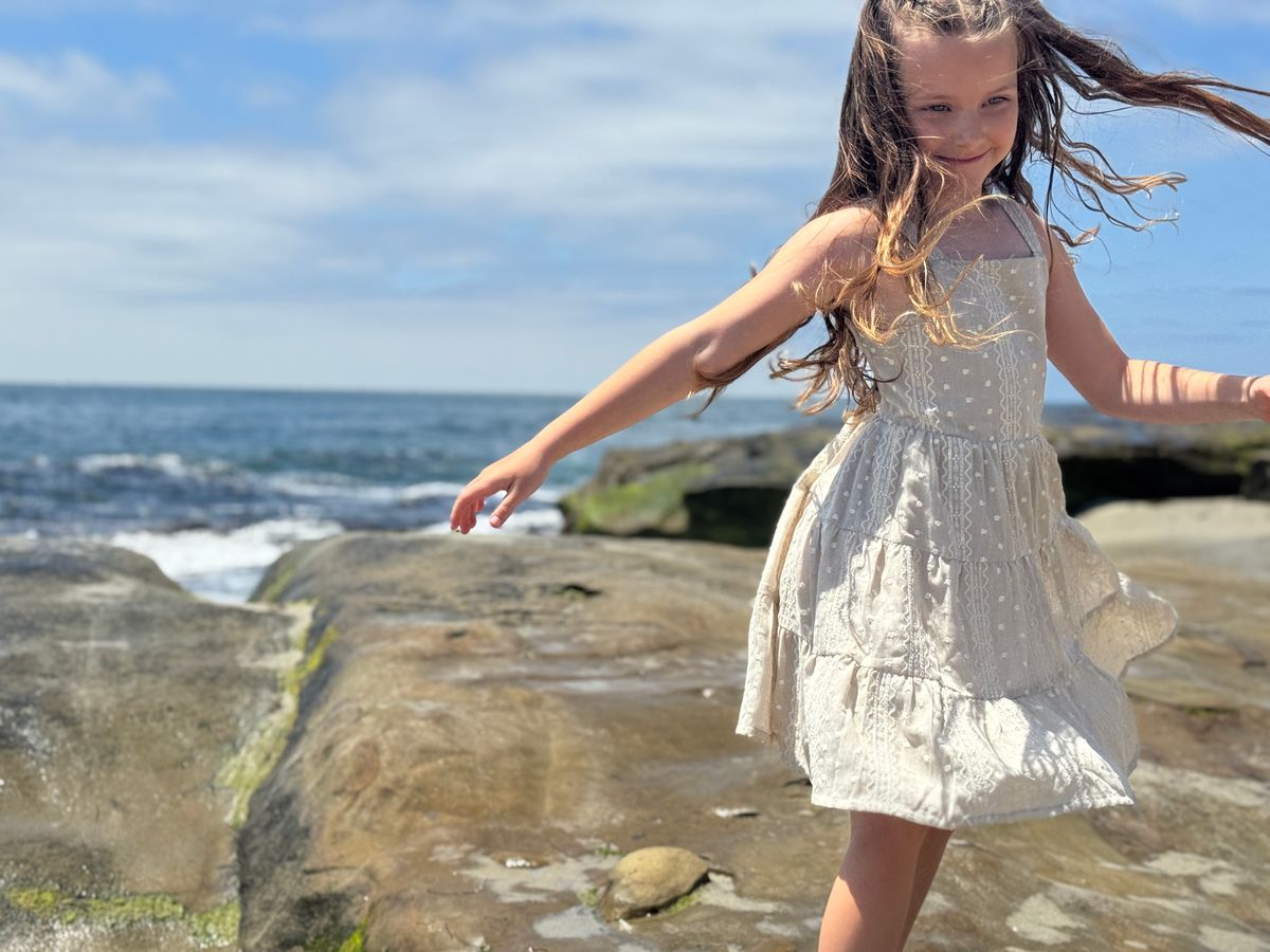 Oatmeal Embroidered Tess Dress