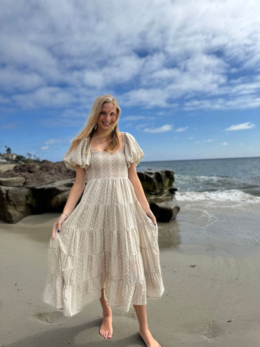 Oatmeal Embroidered Beth Dress