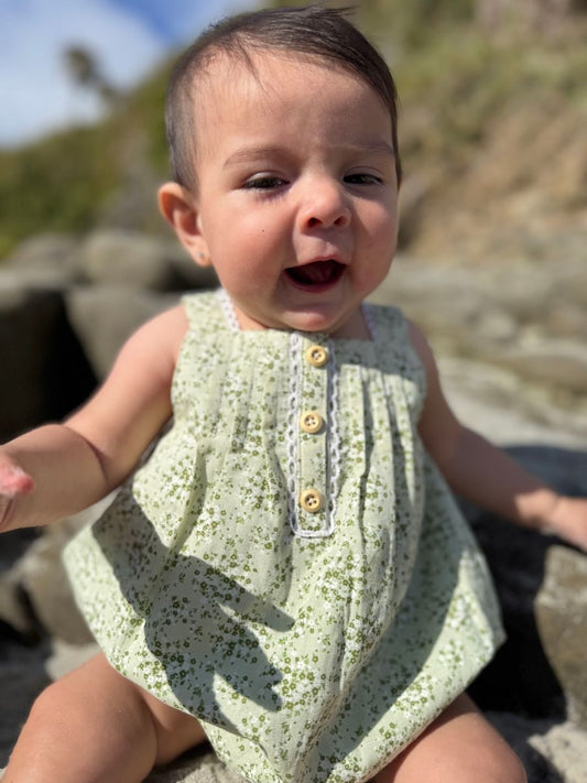 Green Floral Evie Bubble Onesie