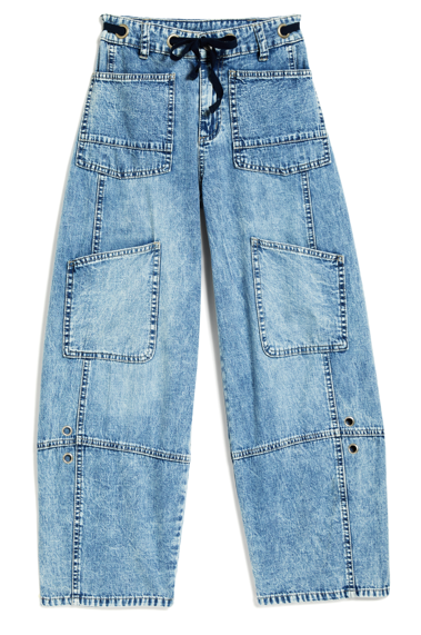 Grommet Waist Patch Wide Leg