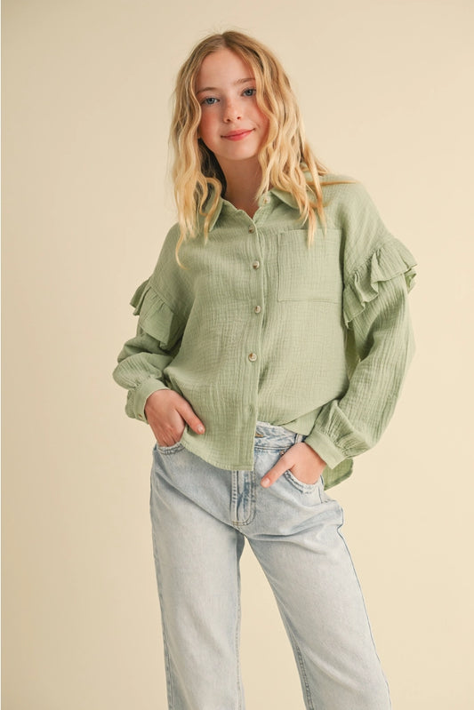 Tween Girls Drop Shoulder Long Sleeve