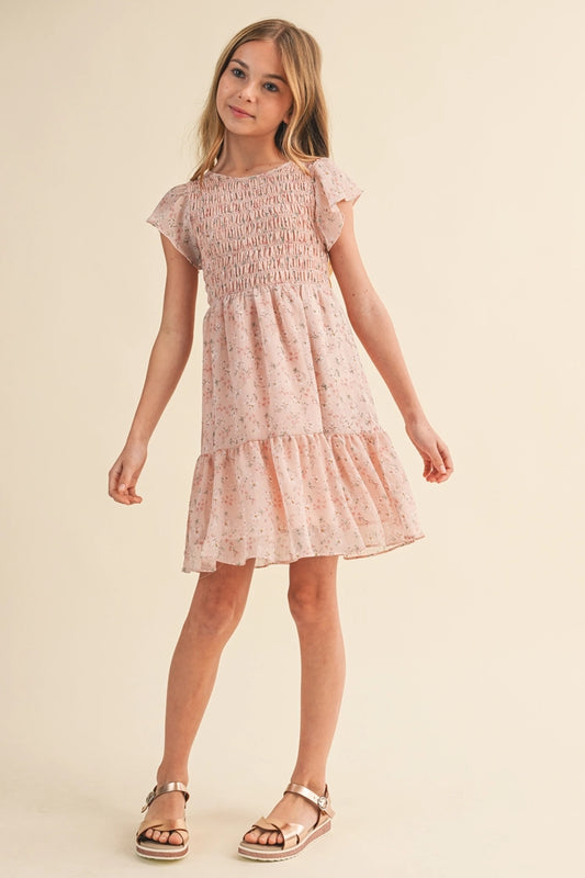 Tween Girls Smocked Flounce Dress