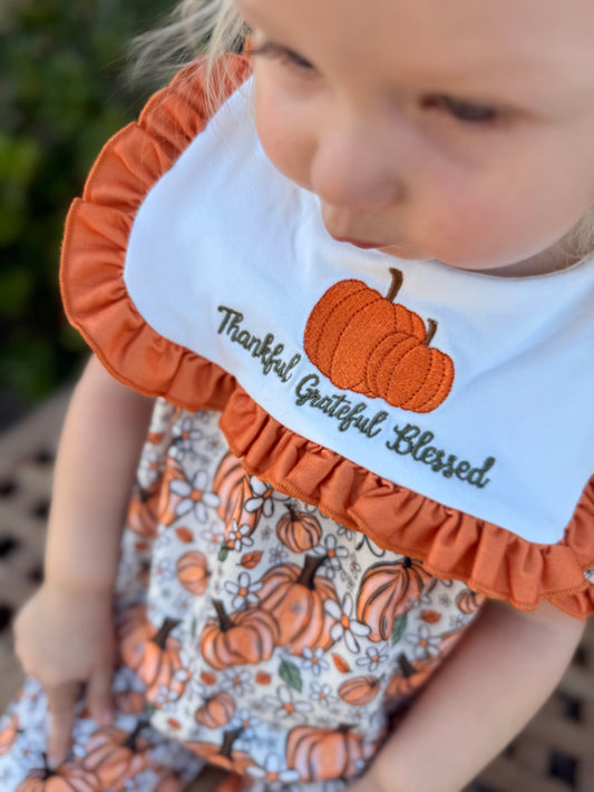 Thankful Grateful Blessed Pumpkin Romper