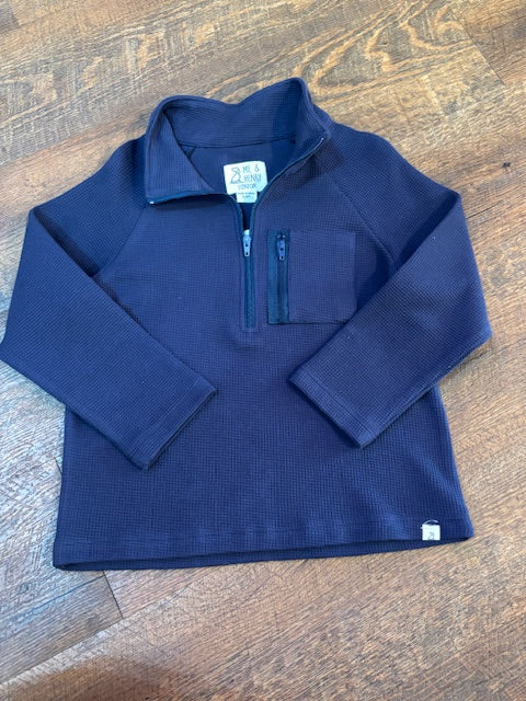Picket Zip Up Hooded Top- Navy