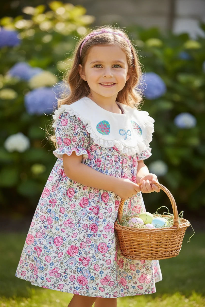 Ditsy floral dress w/embroid Egg