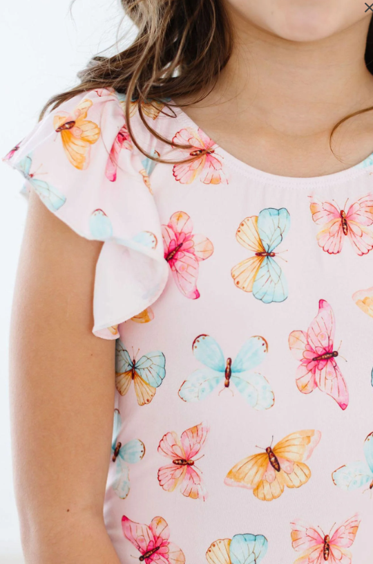 Butterfly Kisses Flutter Sleeve Top - Pink
