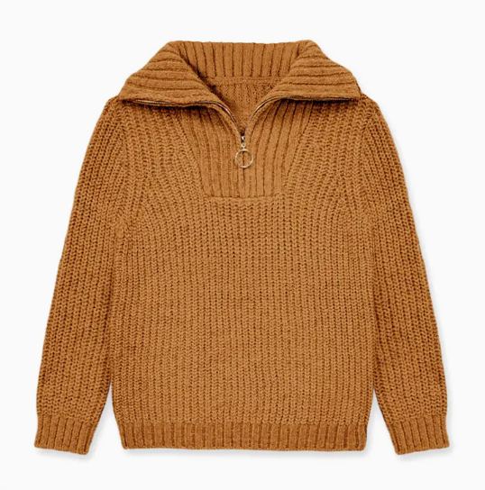 Daleyza Pull Over Zip Sweater - Caramel