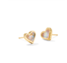 FRMD ARI HEART STUD EAR GOLD IRIDESCENT ABALONE