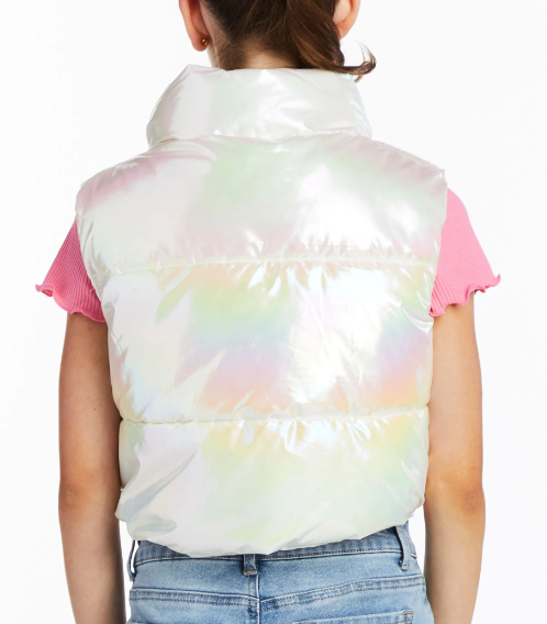 Moonlight Cropped Puffer Vest - Opal