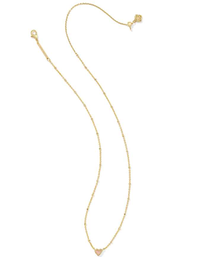 MINI ARI HRT STLT NCK GOLD ROSE QUARTZ