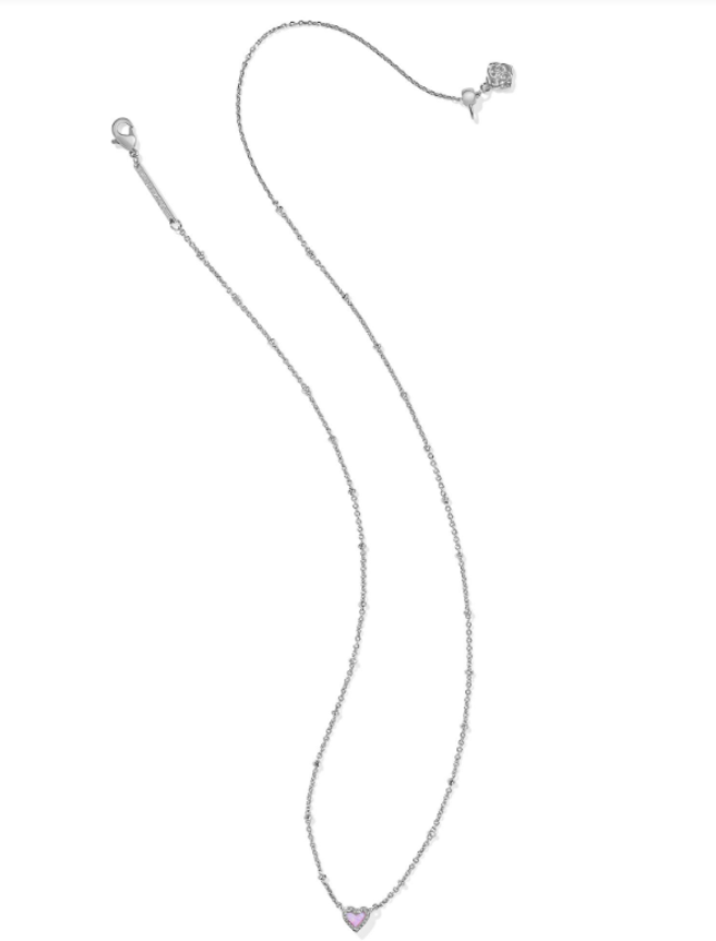 MINI ARI HRT STLT NCK RHOD BUBBLEGUM PINK OPAL