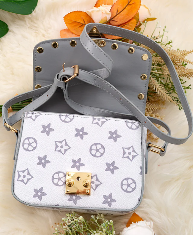 Studed Star Crossbody - Lt Grey/Wht