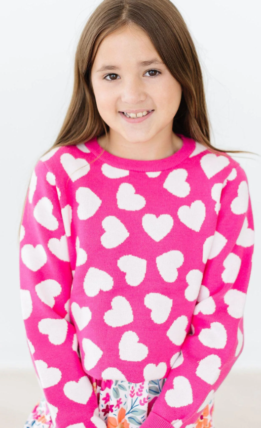 Hearts Sweater- Hot Pink