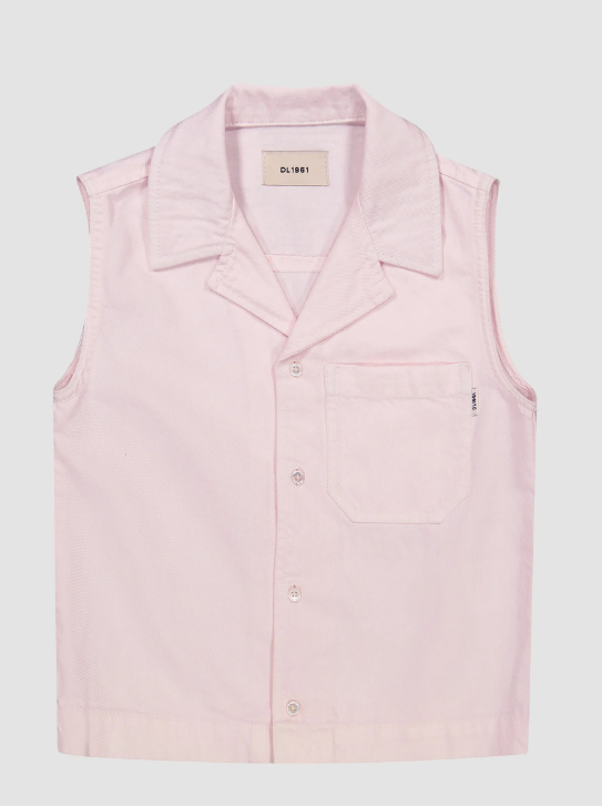 Simona Denim Button Vest - Primrose Pink