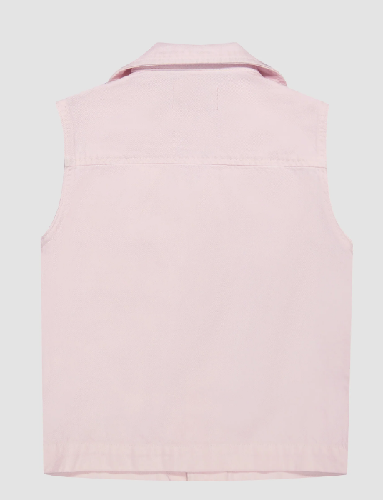 Simona Denim Button Vest - Primrose Pink