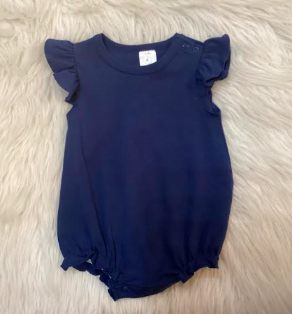 Hali Flutter Sleeve Bubble Onesie- Navy