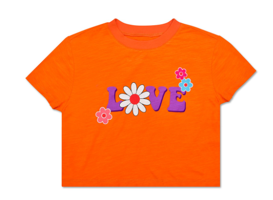 Flower Love Boxy Tee- Orange