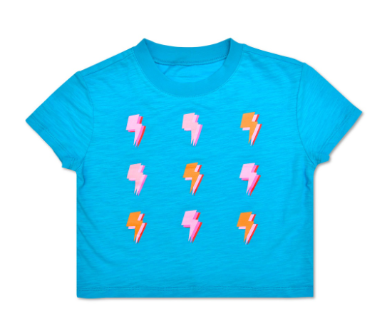 Lightning Boxy Tee- Blue