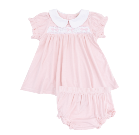 Smocked Collar Dress- Pink Ruffle