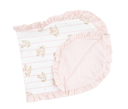 Burp Cloth- Pink Vintage Rocking Horse