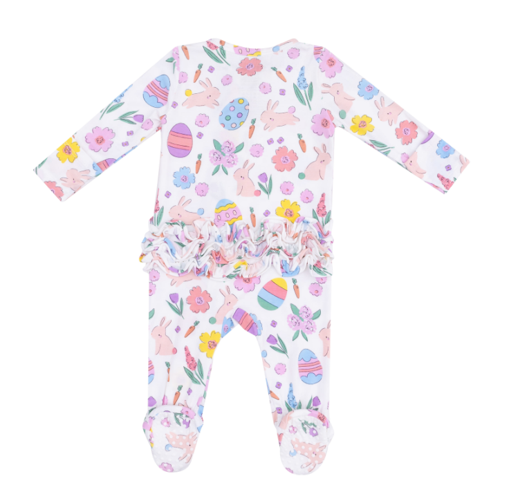 Easter Bunnies 2 Way Ruffle Zipper Footie