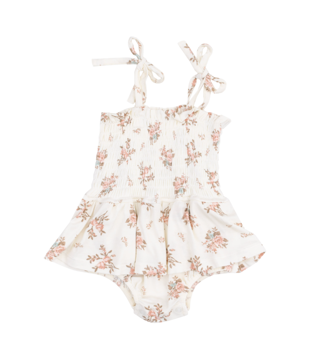 Vintage Rosebuds Smocked Dress w/ Skirt