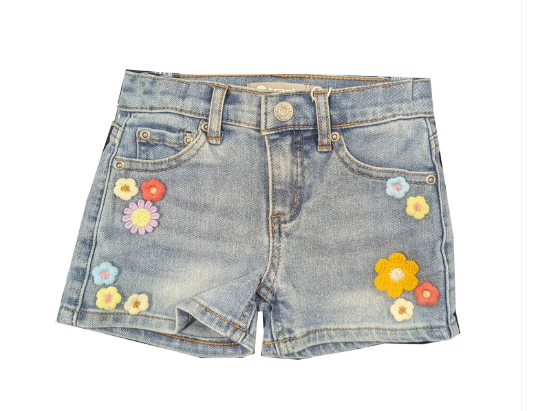 Koko HR Crochet Floral Shorts- Indigo
