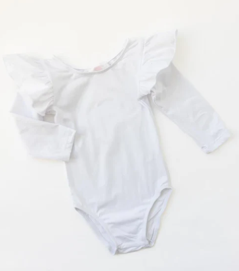 L/S Flutter Leotard - White