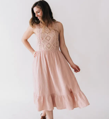 Ali Crochet Mommy & Me Dress- Dusty Rose