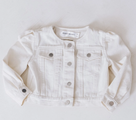 Lee Cropped Denim Jacket- Ivory