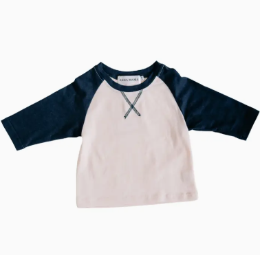 Rio Raglan Baseball Tee- Navy
