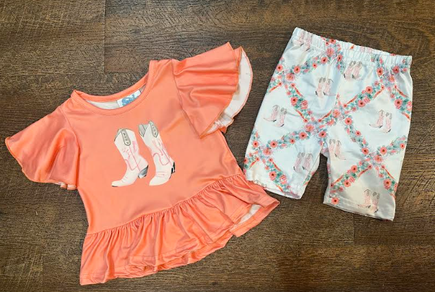 Floral Boot Set - Melon