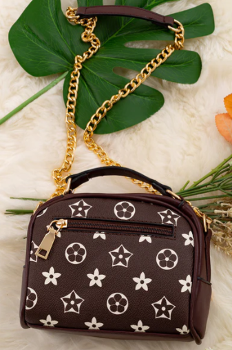 Brown/Maroon Star Printed Satchel