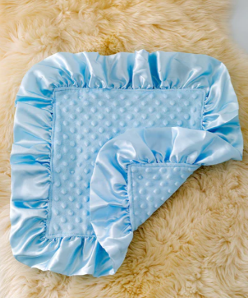 Baby Blanket w/ Ruffle Trim- Blue