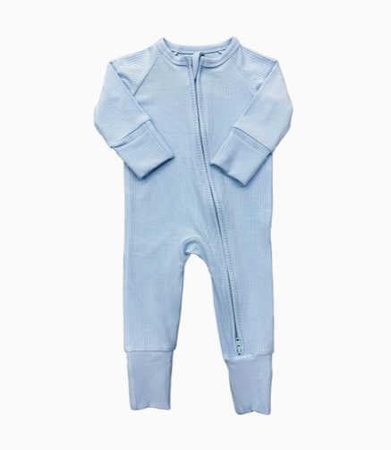 Ribbed Zip Jam- Light Blue