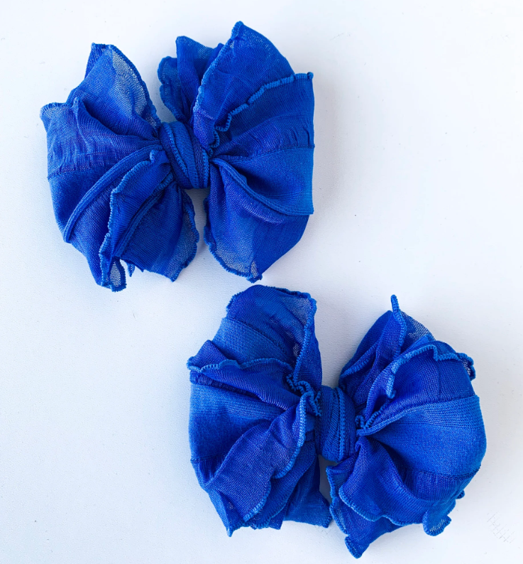 RR Ruffle Clip Bow Set - Royal