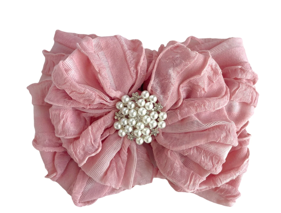 RR Pearl Ruffled Head Band - Paris Pink