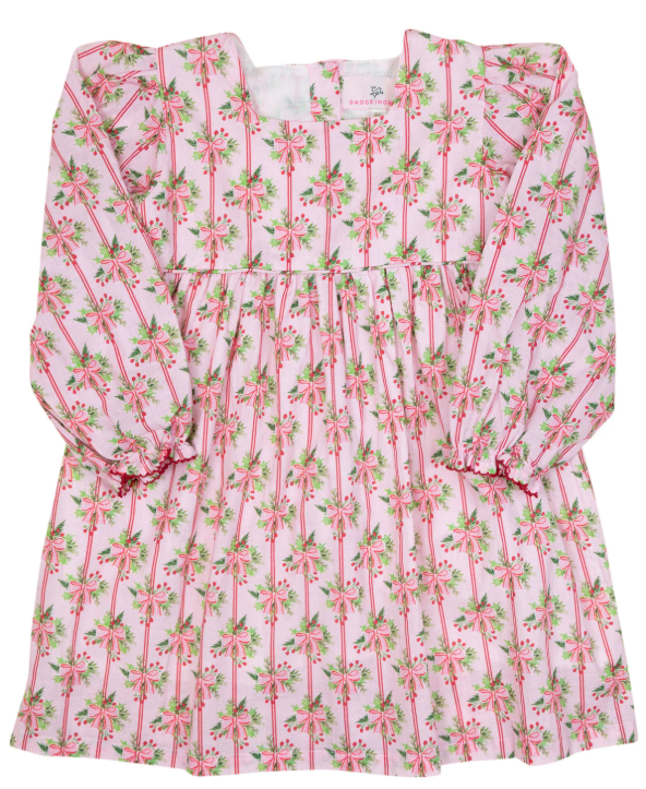 Bow Striped Dress- Pink/Green