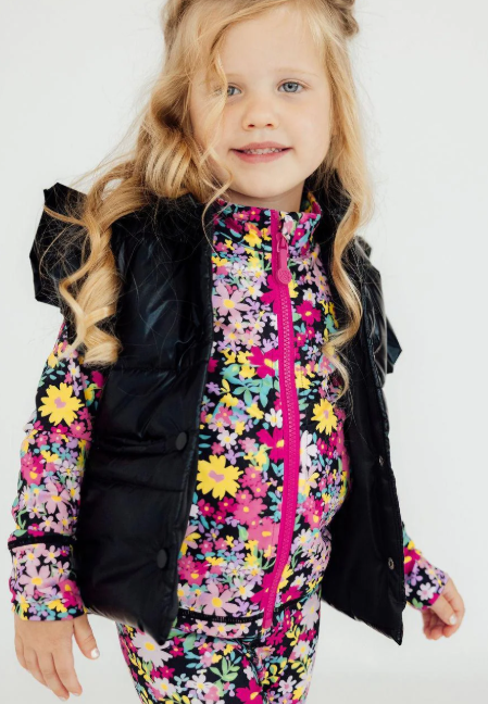 Checker Puff Vest - Black