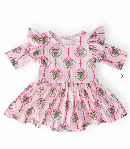 Merry Mistletoe 3/4 Sleeve Twirl Flutter Bodysuit