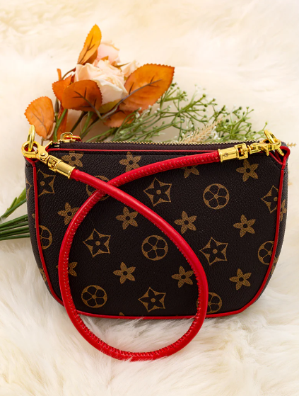Mini Shoulder Bag- Brown/Red