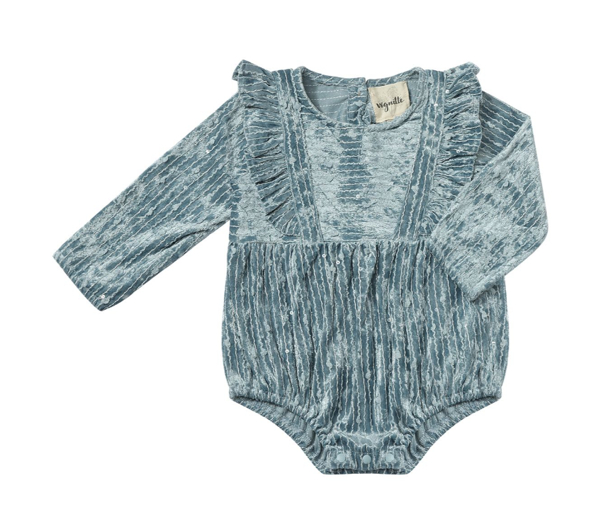 Deirdra Bubble Onesie- Blue Sequin Velvet