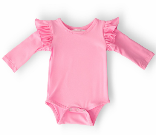 Bubblegum Pink L/S Flutter Bodysuit