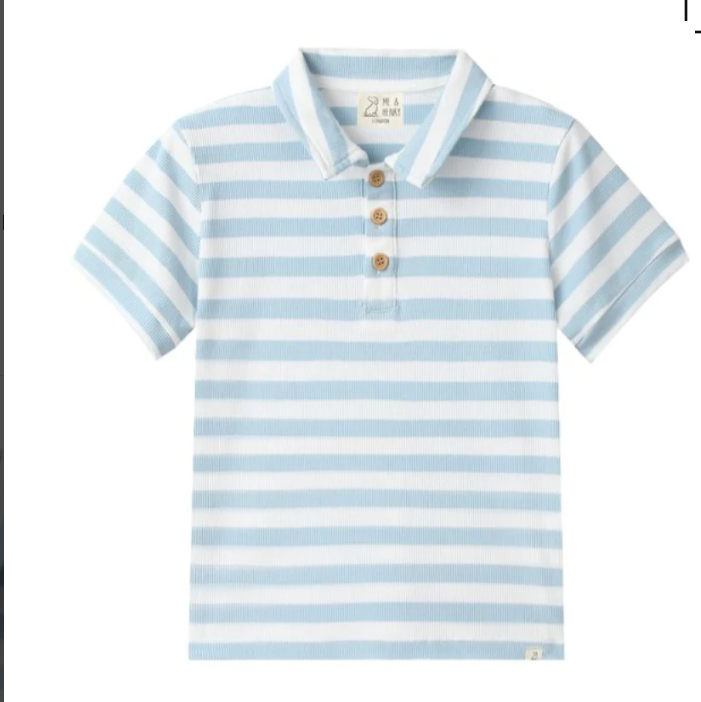 Pale Chambray/White Stripe Polo