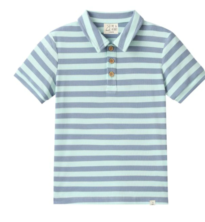 Pale Chambray/Blue Stripe Polo