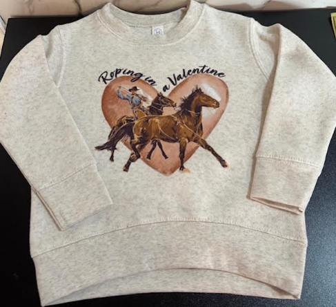Roping In A Valentine Sweatshirt- Cream