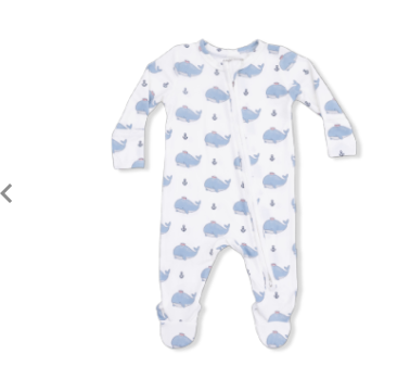 Sailor Whales Blue - 2 Way Zipper Footie