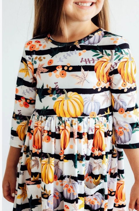 Twirl Dress-Pumpkins and Peonies