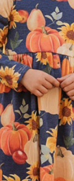 Halloween Pumpkin & Sunflower Dress-Navy