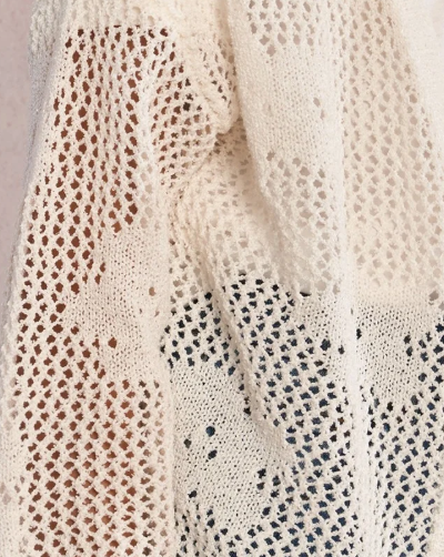 Openwork Knit Cardigan-Flower Pattern